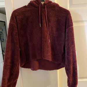 UO maroon cropped teddy sweater
